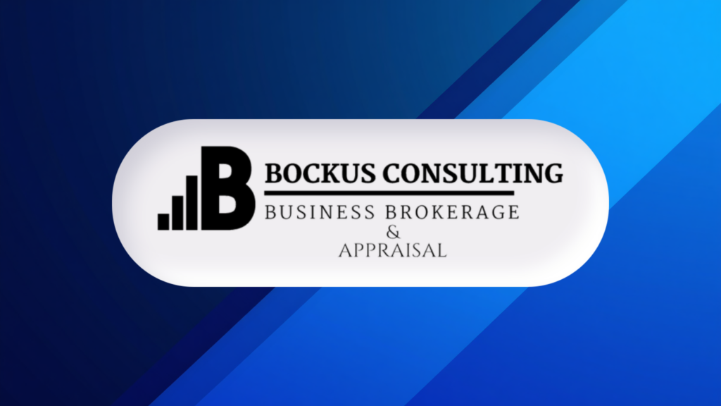 blue background with Bockus Consulting logo for selling your business blog post